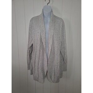 Lands End Sweater Cardigan Womens 1X Open Knit Long Line Casual Fall Pockets